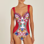 Maia - Sling Pattern Print One piece Swimsuit Set