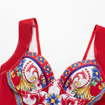 Maia - Sling Pattern Print One piece Swimsuit Set