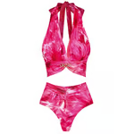 Michelle - Floral Printed Halter Bikini Swimsuit Set
