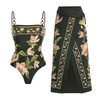 Shelby - Flower Printed One Piece Swimsuit Set