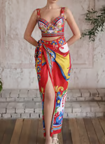 Vaya - Sling Pattern Print Bikini Swimsuit Set