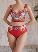 Vaya - Sling Pattern Print Bikini Swimsuit Set