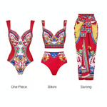 Vaya - Sling Pattern Print Bikini Swimsuit Set