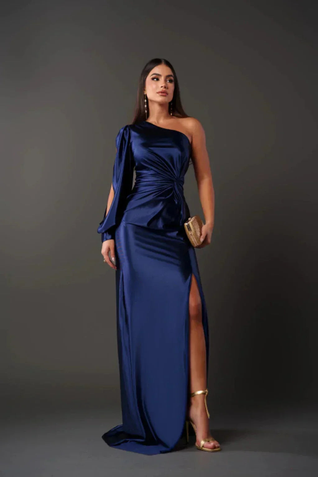 Priscilla | One sleeve satin dress
