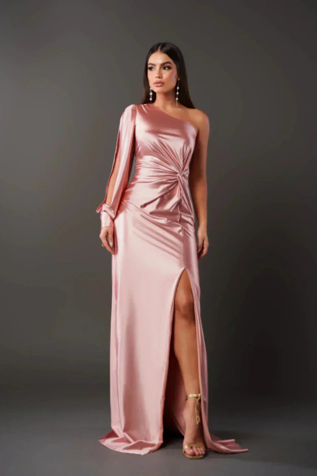 Priscilla | One sleeve satin dress