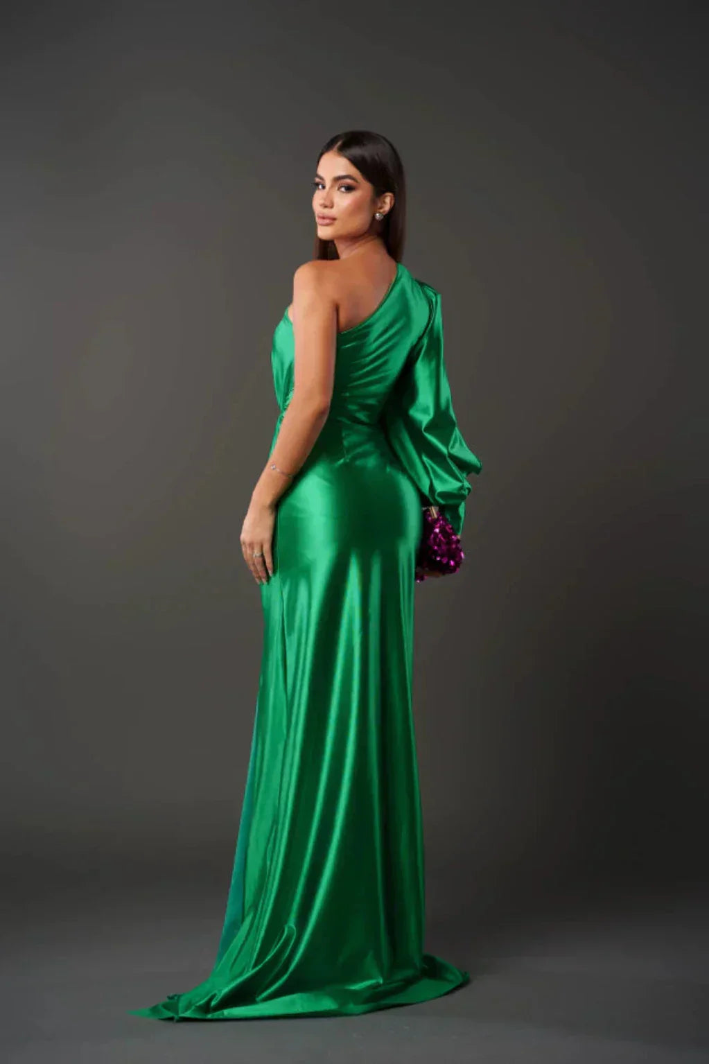 Priscilla | One sleeve satin dress
