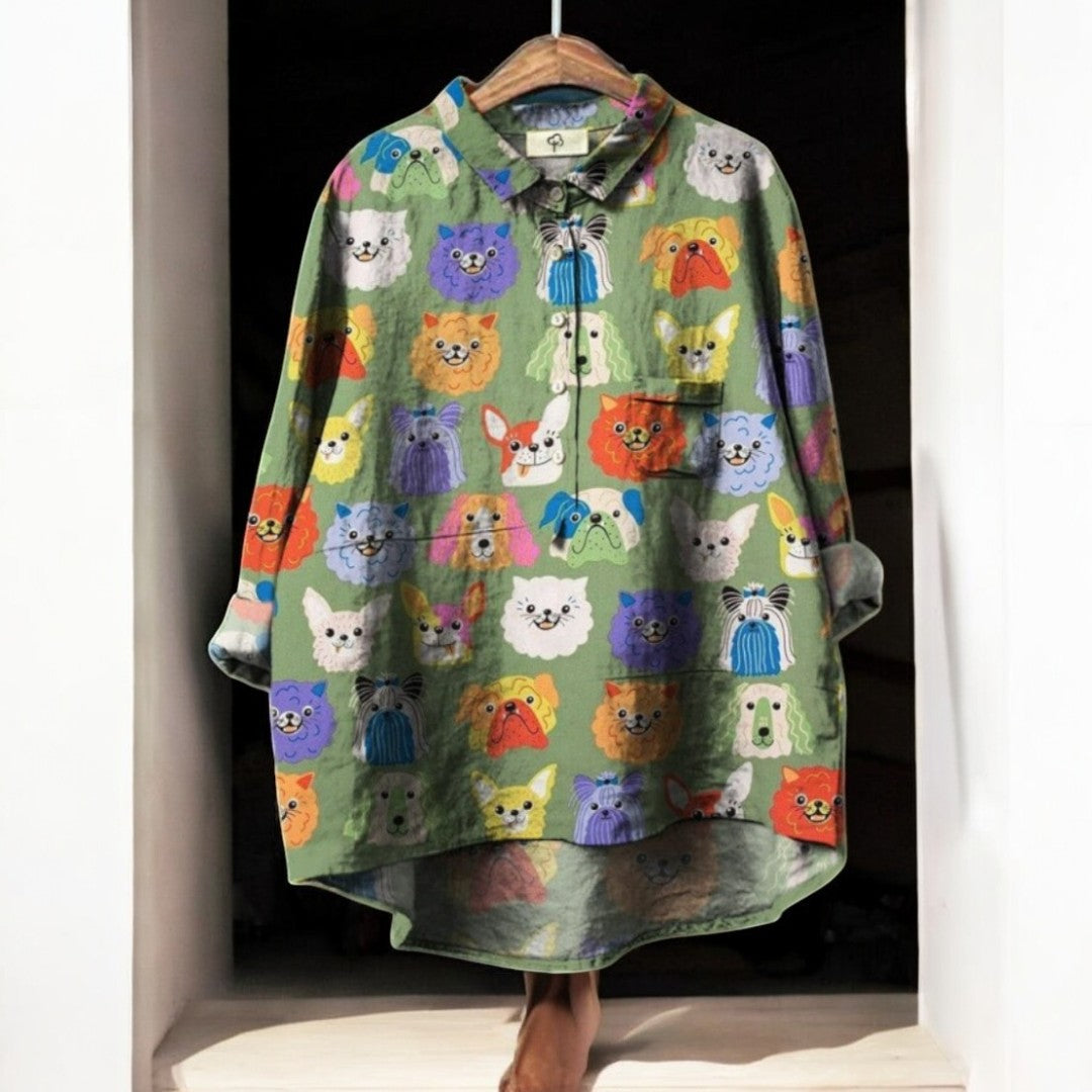 Dorena® | Exclusive Women's Blouse with Dog Print